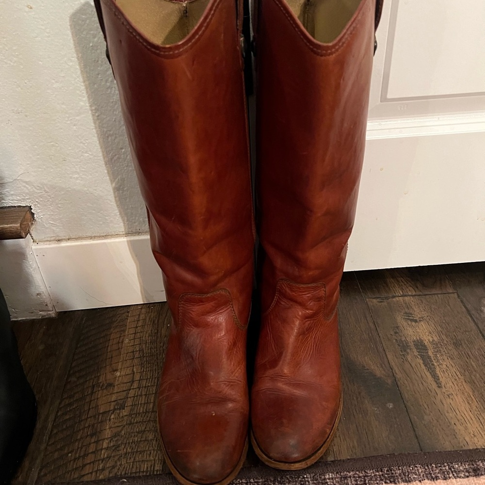 Frye Melissa Button Leather Boots 9 Wide Calf